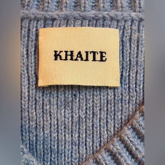 $1480 KHAITE Lenina Cashmere V-Neck Light Blue Sweater - Size M - Picture 11 of 13